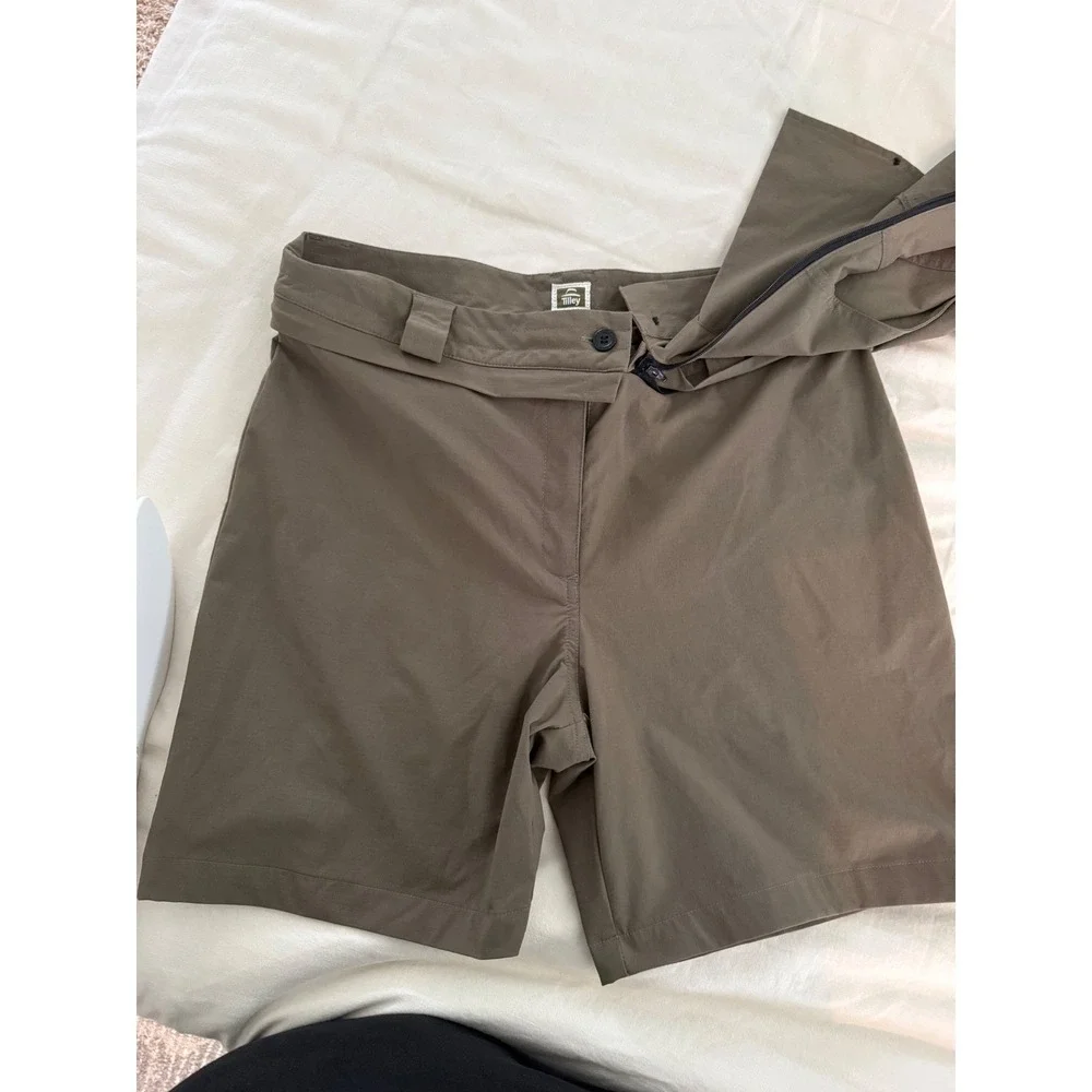 Tilley Endurables Travel Skort Womens 10 Olive Green Ripstop Button Front Hiking